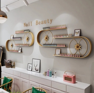 Decorative U-shaped <b>Wall</b>-mounted Nail Oil <b>Cabinet</b> Iron <b>Display</b> <b>Wall</b> Shelf Beauty Nail Shop - Product Image 4