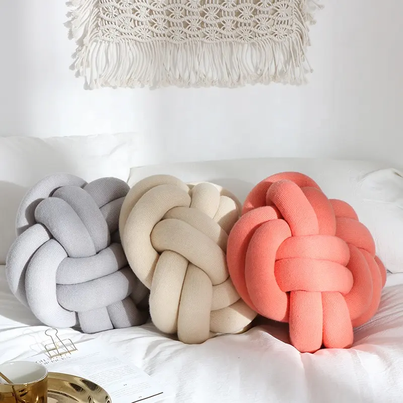 Al sıcak satış kanepe yastığı Polyester örme atmak el yapımı düğüm yastıklar ev dekorasyon için özel oeko-tex