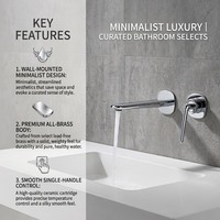 Mitigeur de lavabo encastré mural à levier indépendant, bec allongé, fixation murale 2 trous, pour projets hôteliers et sanitaires