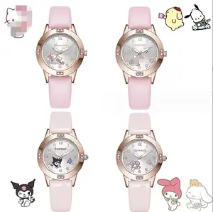 XUX ใหม่แฟชั่นKuromi Melody Cinnamorollนาฬิกาสาวนักเรียน Kawaiiคริสตัลนาฬิกาของขวัญวันเกิด