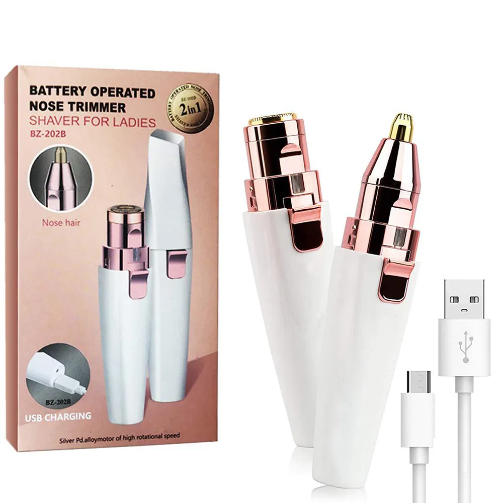 เครื่องกำจัดขนบนใบหน้าแบบ2 in 1ชาร์จไฟได้ USB แบบพกพา