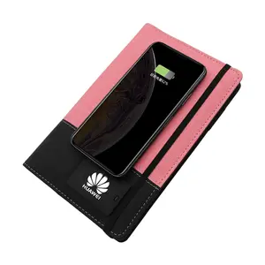 Unbreakable personalizzato A5 PU in pelle planner journal regalo da latte con power bank caricatore wireless LED logo per gli affari di natale