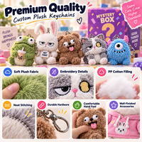 Porte-clés en peluche personnalisés en boîte mystère OEM ODM, mini animaux en peluche mignons, breloques de sac, vente en gros pour les boutiques de cadeaux et les marques de détail