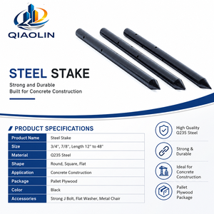 Estaca <span class=keywords><strong>de</strong></span> Acero para Clavos <span class=keywords><strong>de</strong></span> 12"-48" Redonda con Orificios para Construcción en Concreto, Piso Exterior <span class=keywords><strong>de</strong></span> Villa, Pared - Negra, Duradera - Product Image 2