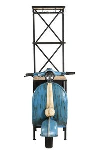 Barra de apoyo para scooter de hierro/madera, acabado en azul/mango, material de metal/madera de mango, precio al por mayor - Product Image 3