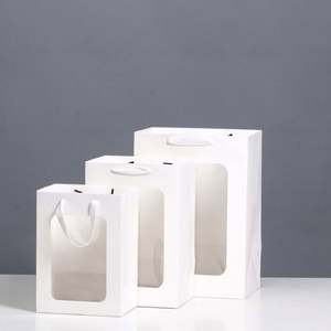 Sac cadeau en papier kraft brun à fenêtre, vente chaude, prix d'usine, différentes tailles, poignées laminées pour utilisation en supermarché - Product Image 6