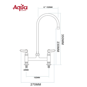Aqua Systems Traditional Kitchen Faucet 2 Handle Deck Mounted Polished Chrome Brass Finish Classic Design - Product Image 2