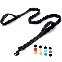 Cordes plates en nylon pour animaux de compagnie avec boucle en alliage pour grands chiens, laisse tactique extérieure à double poignées avec réfléchissant, 150 cm