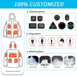 Jaket dan mantel USB penghangat otomatis Logo kustom 2024 jaket dan mantel untuk pria dan wanita dengan rompi taktis