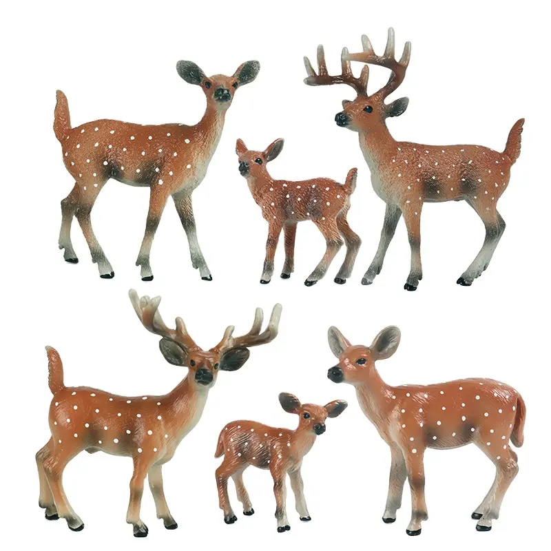野生のオジロジカのシミュレーション動物静的モデル固体装飾品セットクリスマスおもちゃ