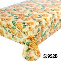 Nappe de table en plastique imperméable et résistante à l'huile avec motif de fleurs colorées, nappe en PVC
