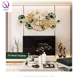 Horloge murale intérieure en fer moderne et simple Tenture murale en feuille de Ginkgo muette Horloge décorative murale en métal doré Art déco <span class=keywords><strong>plante</strong></span> - Product Image 6
