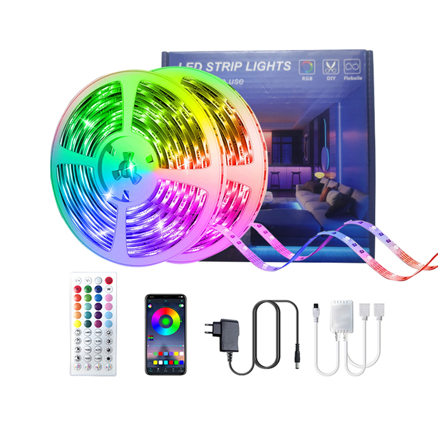 5M 30LED/M SMD 5050 LED Smart Strip Light 12V Remote Control RGB LED Strip for Home Decoration