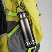 Botella de Agua Deportiva PINKAH Personalizada de 570 ml, a Prueba de Fugas, Libre de BPA, de Acero Inoxidable Clásico, con Tapa Abatible y Pajita