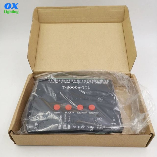T-8000A-TTL T8000A TTL T8000AC Controller DC5V 12V SD Card Pixels Programmable LED RGB SPI Controller for WS2811 6803