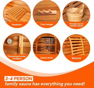 Sauna de Vapor Interior Moderna y Lujosa de Madera con Puertas de Vidrio para Spa en Casa - Product Image 3