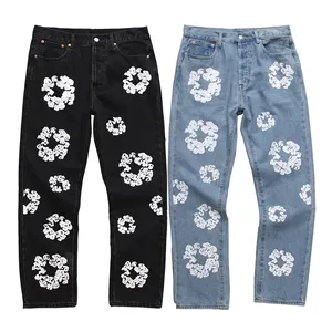 2024 Tears Unisex Fashion Wholesale Distressed Designer Custom Jean Men's Casual Trousers Cotton Pants Denim Jeans Pants For Men