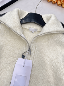 Pull en tricot à demi-zip pour femme, col à revers rayé avec poches avant, pull doux et chaud à manches longues pour un usage quotidien - Product Image 4