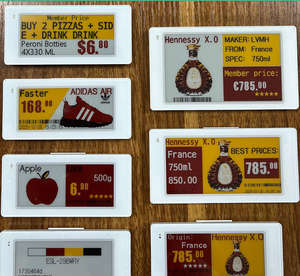 Etiquetas electrónicas de tinta electrónica de 2.13, 2.6 y 2.9 pulgadas de múltiples tamaños con sistema de estanterías ESL para soporte de etiquetas de estanterías de almacén - Product Image 1