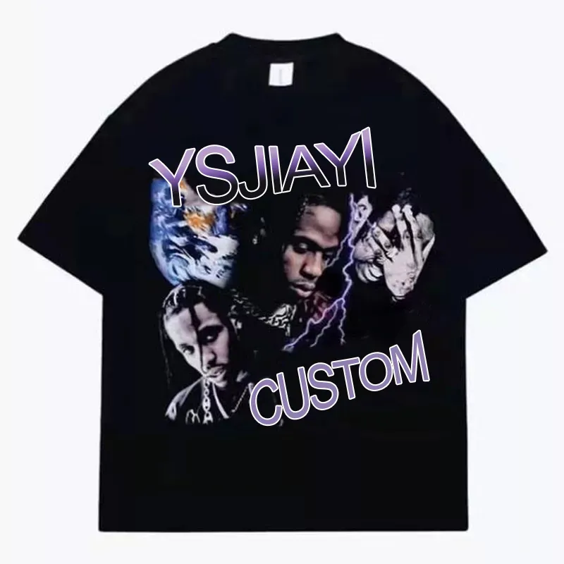 Wholesale fashion hip hop design oversized graphics print custom street wear men's T-shirts