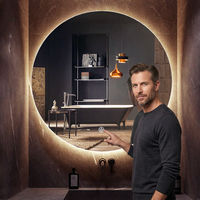 Miroir mural intelligent à écran tactile LED avec éclairage personnalisé, Bluetooth, anti-buée, pour la décoration de la salle de bain