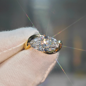 Bijoux de luxe, diamant de laboratoire couleur DEF, 5 carats, or véritable 9K 10K 14K 18K, IGI, <span class=keywords><strong>bague</strong></span> baguette marquise, ensemble de deux alliances - Product Image 2