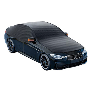Housse de voiture en tissu Oxford imperméable, protection UV, demi-housse pour usage général, noire - Product Image 1