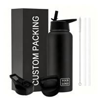Gourde isotherme à double paroi en acier inoxydable à large ouverture avec plus de 50 options de couvercles, personnalisable, pour le sport, le camping, anti-fuite, sans BPA