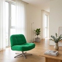 Chaise ergonomique pivotante confortable avec base verte, réglable en hauteur, pour la maison et les loisirs