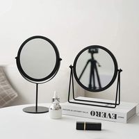 Miroir de Maquillage Rotatif Portable Simple pour Bureau, Miroir Cosmétique Rond sur Pied en Métal Haute Définition pour Coiffeuse