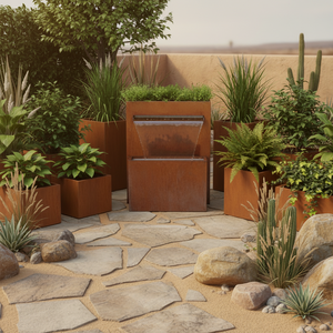 Jardinière en acier <span class=keywords><strong>Corten</strong></span> pour décoration artistique, grande jardinière extérieure, pot de fleurs pour parc et jardin, ornement sur mesure, style européen moderne, facile à installer - Product Image 2