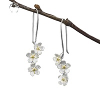 Anting Bunga Perak S925 Romantis, Anting Gantung Bunga Perak Sterling 925