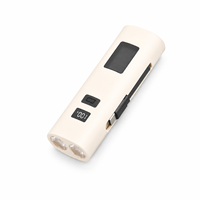 Linterna LED Recargable Z818 de ABS Color Marfil con Banco de Energía Integrado, USB/Tipo-C, Resistente al Agua IP44, 400 Lúmenes, Modos Alto/Bajo/Flash/Rojo, para Camping