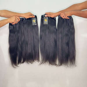 Extensions de cheveux naturels indiens lisses, cheveux humains bruts bouclés cambodgiens avec cuticules alignées, fournisseur de cheveux avec cuticules alignées - Product Image 1