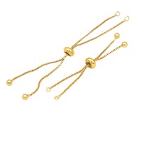 Nouveau bracelet unisexe ajustable et extensible en acier inoxydable plaqué or sous vide, avec maillons coulissants carrés et perles, personnalisable, idéal comme cadeau