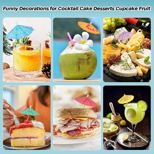 Papier Mini Cocktail Boisson Parapluie pour Boissons Hawaïen Cupcake Toppers Garnitures Cure-dents Colorés pour Déco de Fête - Product Image 3