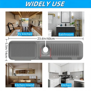 Easy Installation Silicone Faucet <b>Shelf</b> Rectangle Sink Water Splash Guard with Drainage <b>Basket</b> - Product Image 6
