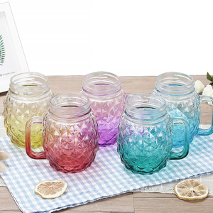 Bình Uống Nước Thủy Tinh Nhiều Màu Hình Quả Dứa 500Ml Thiết Kế Mới Có Tay Cầm Nắp Ống Hút - Product Image 3