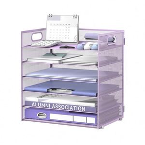 6 Tier Metal Mesh Paper <b>File</b> Organizer for Desk Paper Letter Tray Organizer Mesh Desk <b>File</b> Organizers with Handle - Product Image 3