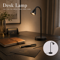 Lámpara de Escritorio con Brazo Flexible, 3.5W, 3 Temperaturas de Color, Interruptor, para Oficina, Lectura, Escritorio Pequeño