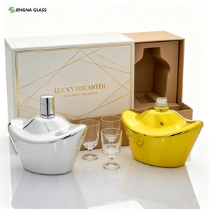 Bouteille en verre personnalisée <span class=keywords><strong>de</strong></span> luxe en forme <span class=keywords><strong>de</strong></span> lingot d'or ou d'argent électroplaqué pour whisky, brandy, <span class=keywords><strong>vin</strong></span>, avec bouchon - Product Image 5