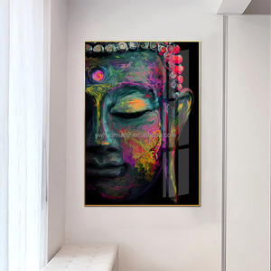 Home Wall Decor Colorful <strong>Buddha</strong> <strong>Canvas</strong> Posters Prints Buddhist Pictures Tempered Glass Wall Art <strong>Buddha</strong> Abstract <strong>Painting</strong> - Product Image 2