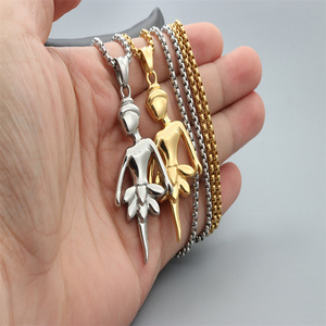 Yunnique – collier avec pendentif fille dansante, en acier inoxydable, argenté, blanc, style dessin animé, bijoux cadeau unisexe - Product Image 2