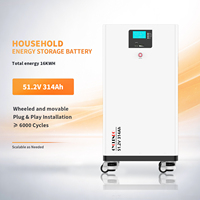 Batterie LiFePO4 sur pied pour maison 51.2V 314Ah 14-16KWh hors réseau 10-20Kw Stockage d'énergie BMS intelligent