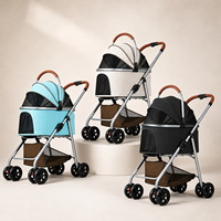 Poussette pour animaux de compagnie avec cabine détachable, cadre métallique pliable, roues en EVA, panier de rangement en maille respirante, vente en gros OEM