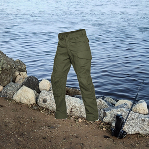 Pantalon cargo vert olive pour homme, séchage rapide, respirant, tissu Oxford, coupe classique, randonnée, pêche, extérieur - Product Image 2
