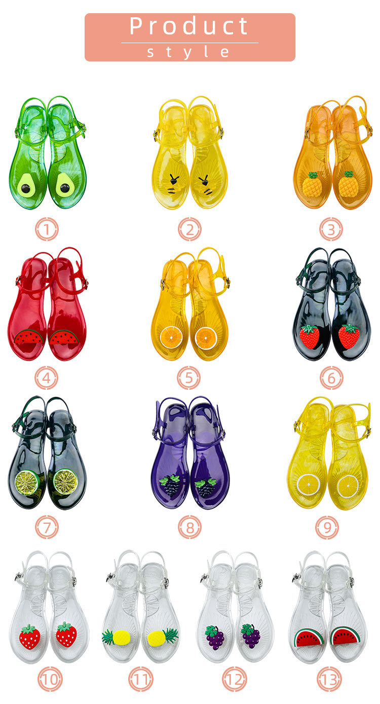 Custom Fruit Sandals Women's Non-slip Soft Bottomed Jelly Sandals Pineapple Beach Shoes