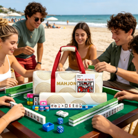 Ensemble de Mahjong Portable en Toile avec 166 Tuiles – Idéal pour Soirées en Famille, Clubs Sociaux, Cadeau Premium – Prêt à Jouer – Motif Paisley