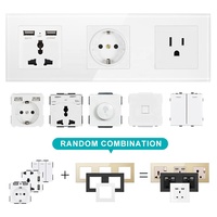 Interrupteur mural Usb à charge rapide, prises type-c 18W PD, prise en verre