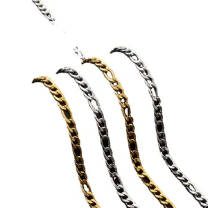 304 Edelstahl Figaro Halskette 18 Karat vergoldet 3 bis 1 Titan Stahl kette Hop Hop Drei-Seil-Halsketten